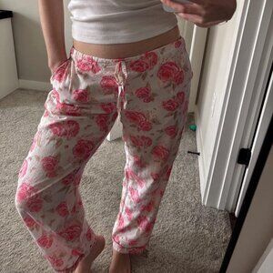 Pink and white floral loungewear pants